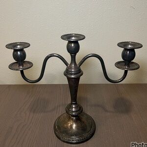 VTG SILVER PLATED CANDELABRA CHESHIRE 11” TALL CONVERTIBLE 3-1 CANDLE STICK212